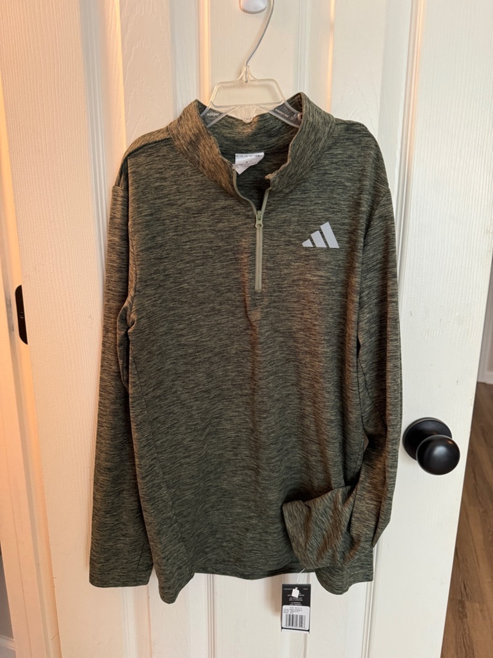 adidas Boy’s Medium Olive Green Zip-Front Performance Pullover